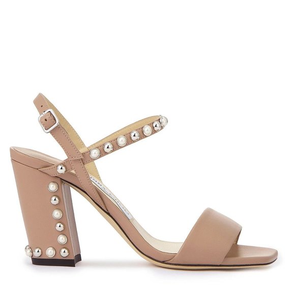 SOLD ✨Jimmy Choo Aadra 85 Embellished Pearl Sandal Heels 6.5 - Picture 1 of 9